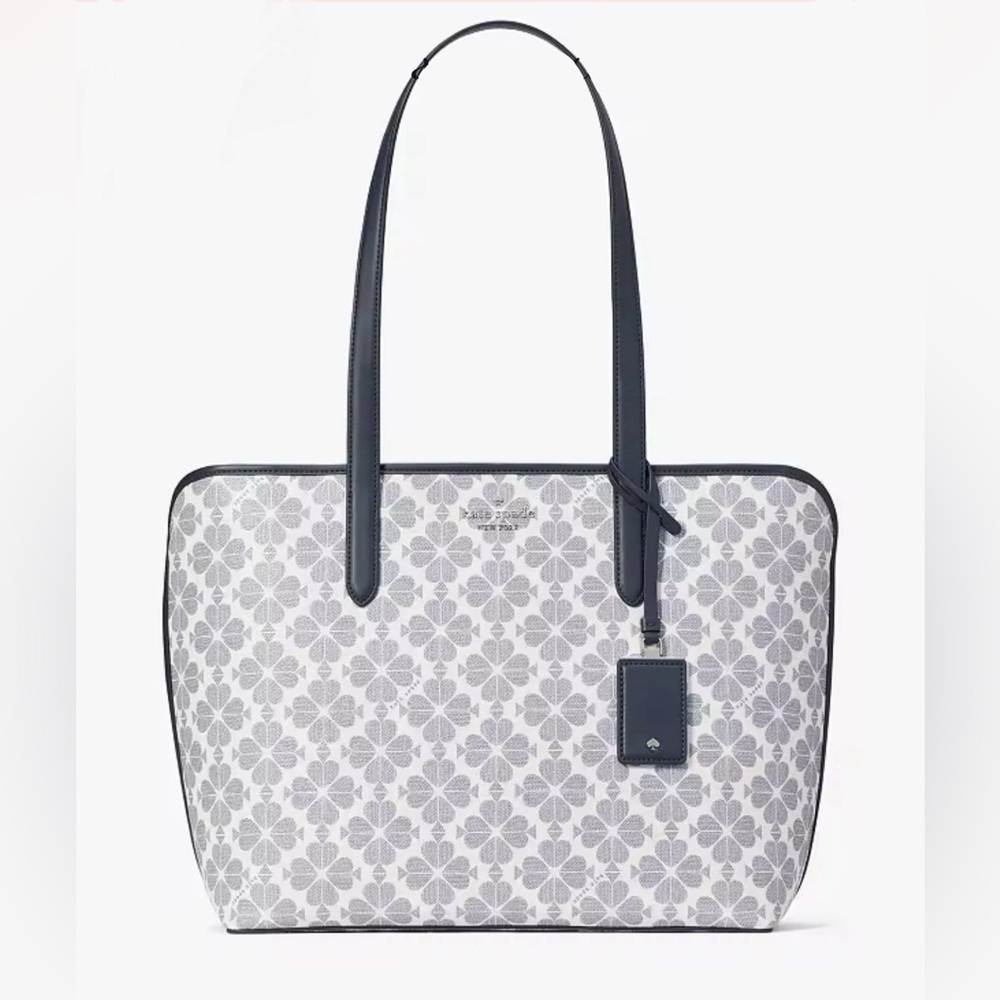 NWT Signature Spade Flower Tote (navy) with pink dust bag